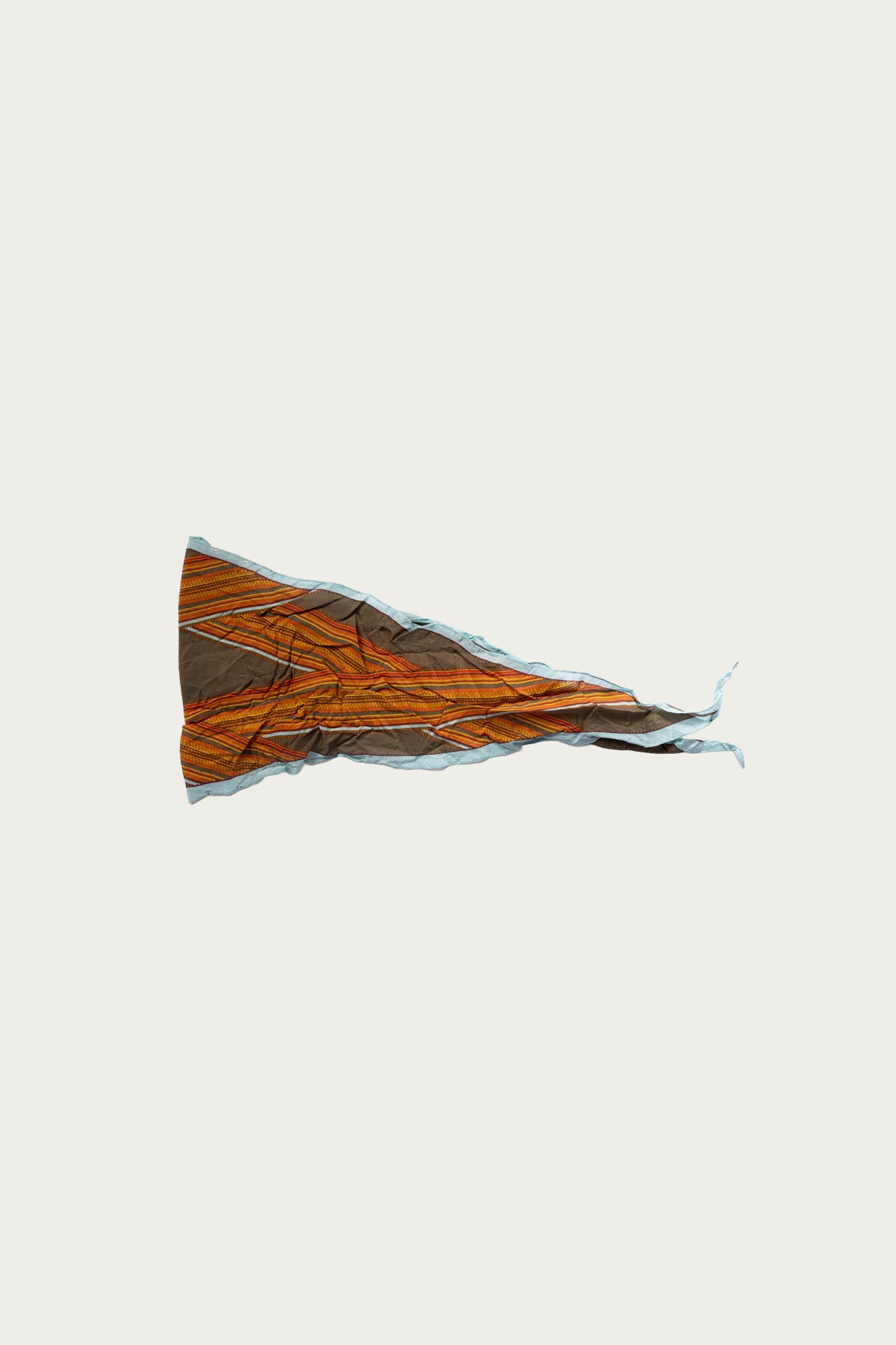 Kapital - WASHER Crinkle Silk Neckerchief (PECOS Stripe) - Khaki - Canoe Club