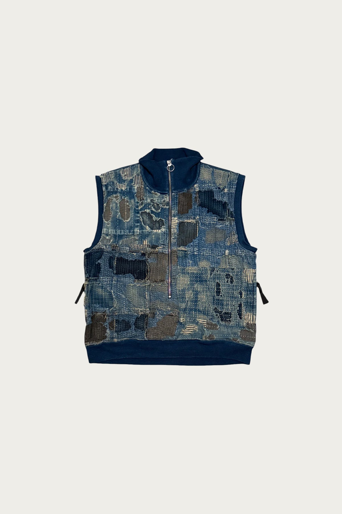 Kapital - BOROxIDG SWT Half ZIP Vest - Indigo - Canoe Club