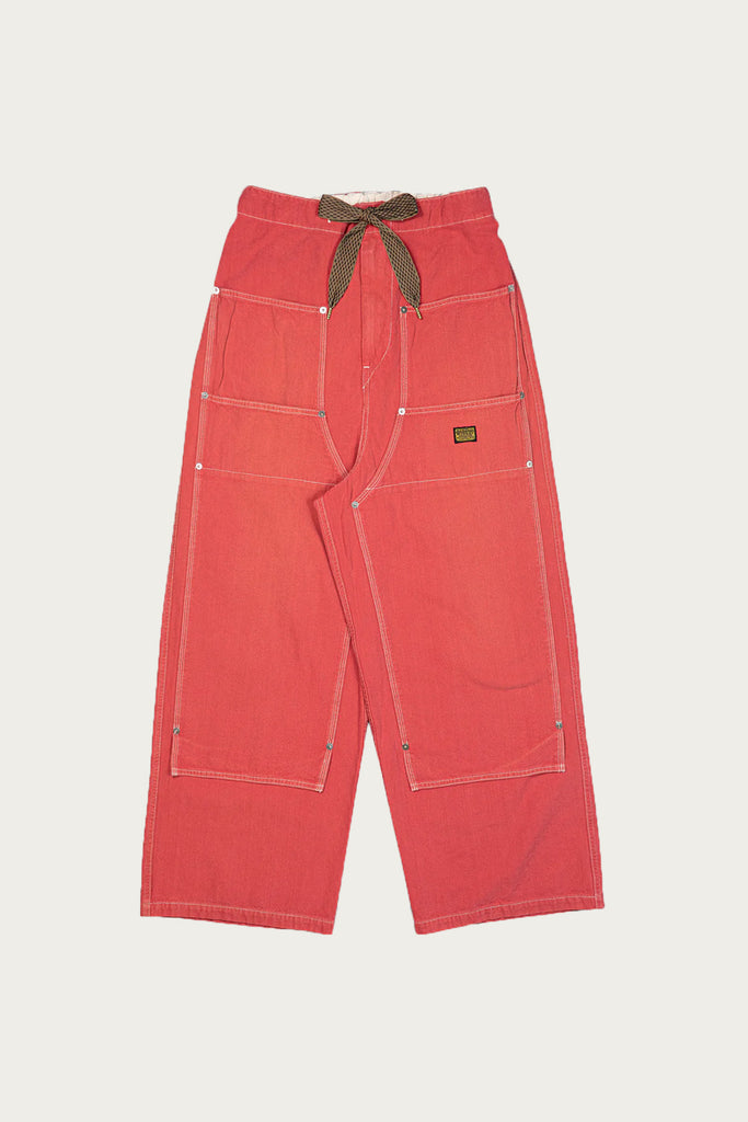 Kapital - CALIFORNIA RED Canvas W-Knee Easy Baggy Pants - Red - Canoe Club