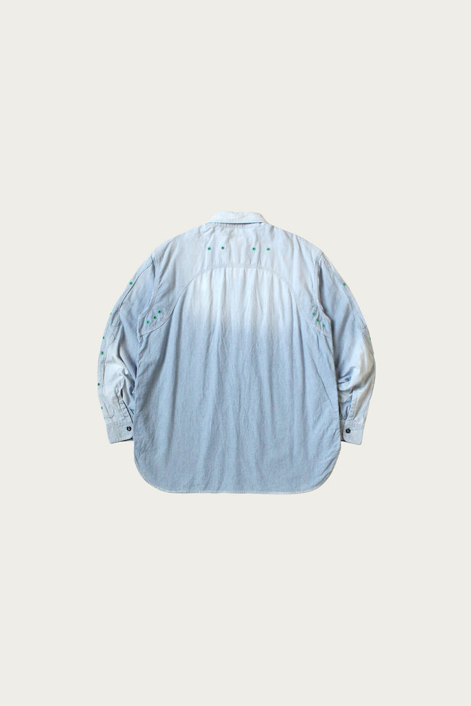 Kapital - Chambray 2TONES BONE Patch Ventilator Workshirt - Sax - Canoe Club