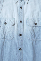Kapital - Chambray 2TONES BONE Patch Ventilator Workshirt - Sax - Canoe Club