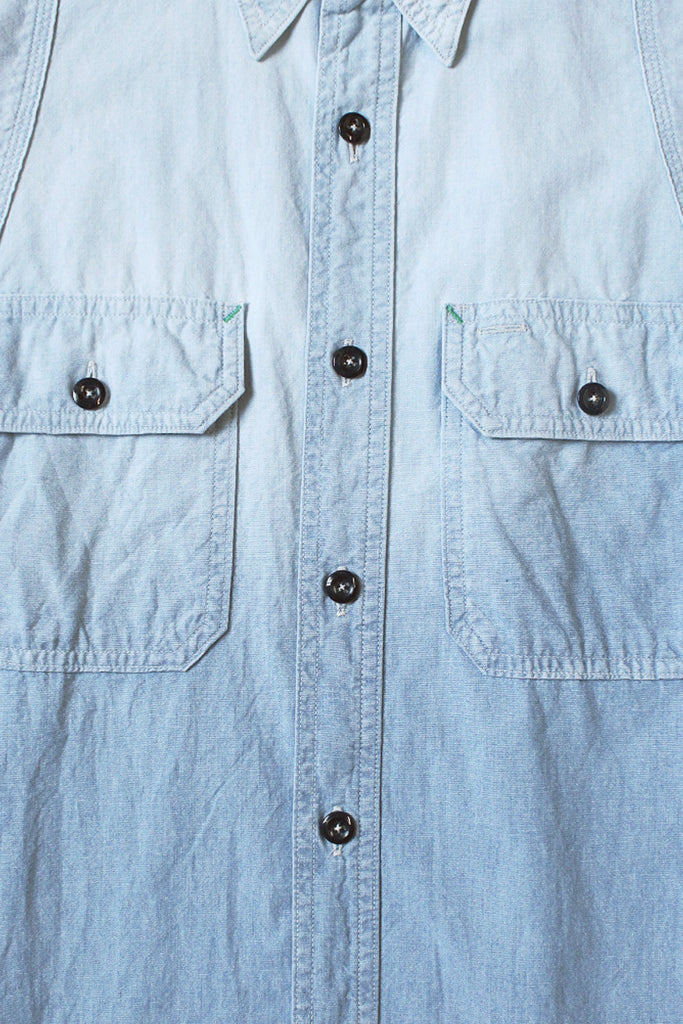 Kapital - Chambray 2TONES BONE Patch Ventilator Workshirt - Sax - Canoe Club