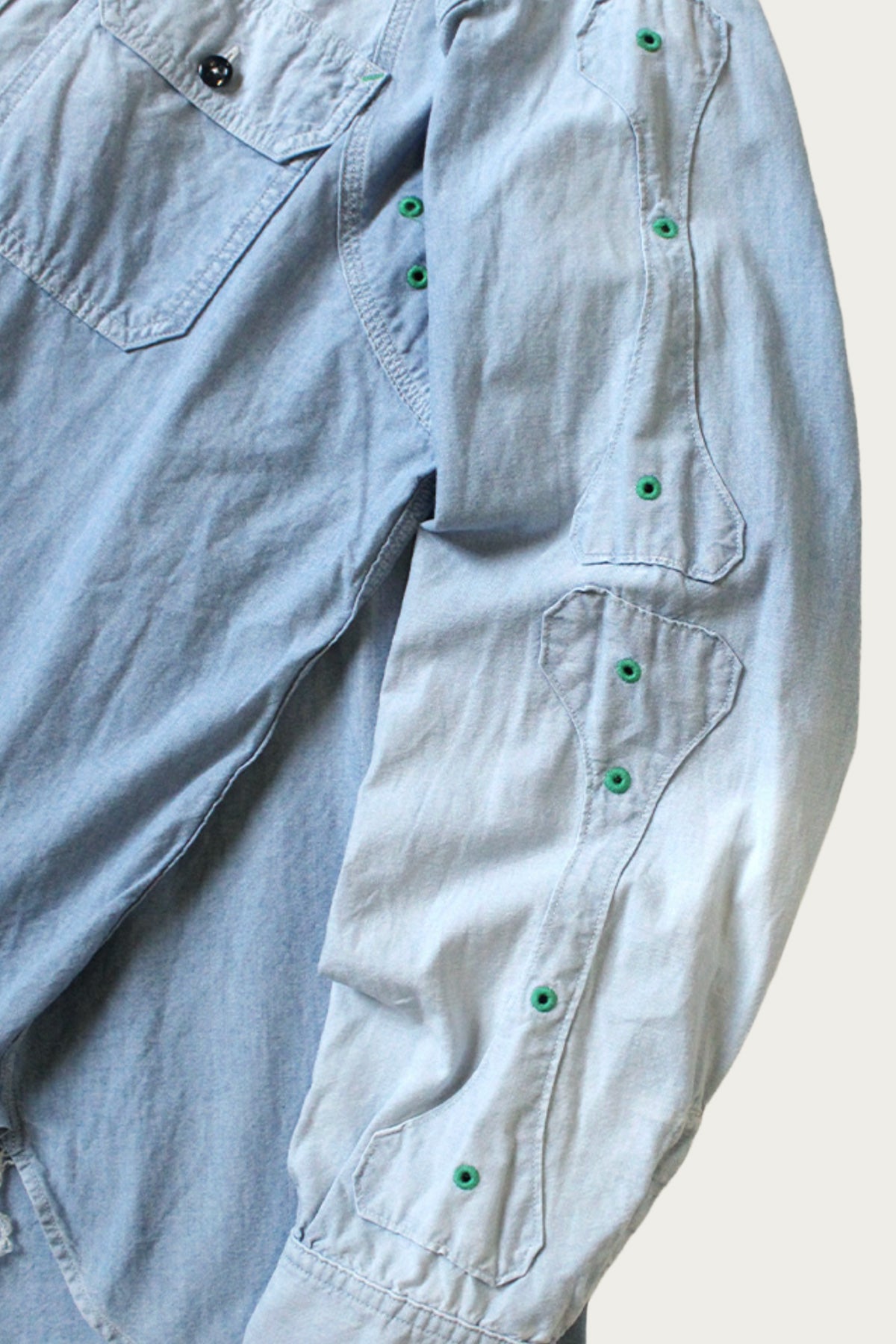 Kapital - Chambray 2TONES BONE Patch Ventilator Workshirt - Sax - Canoe Club