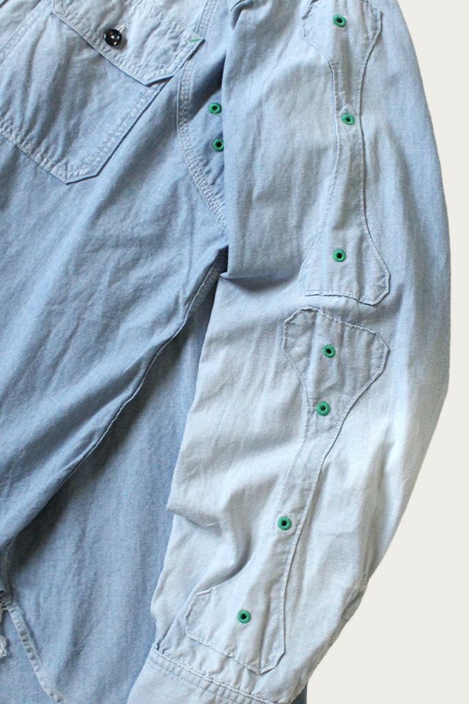 Kapital - Chambray 2TONES BONE Patch Ventilator Workshirt - Sax - Canoe Club