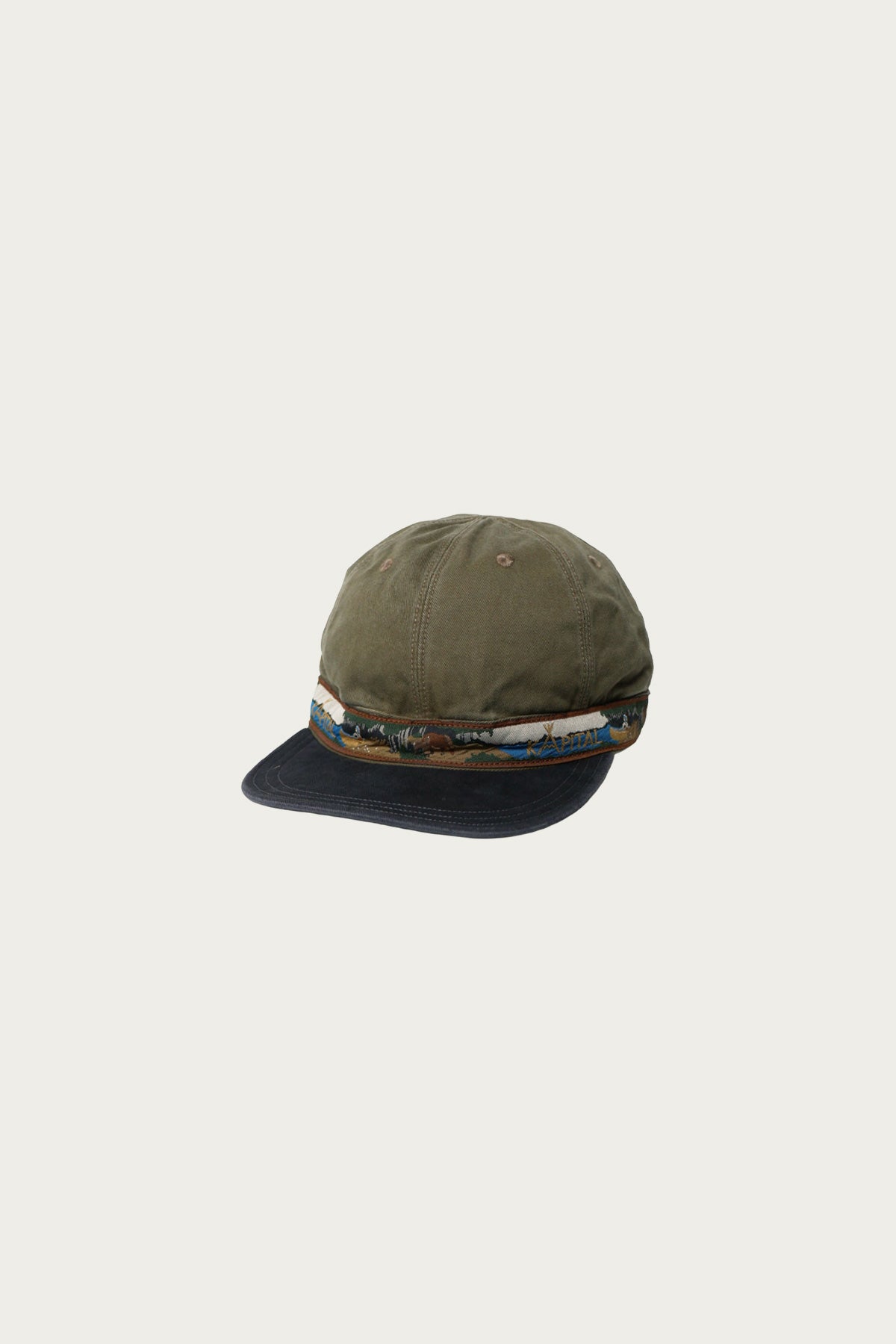 Kapital - Chino BRIMFIELD Cap (NAVAJO BOAT) - Khaki/Black - Canoe Club
