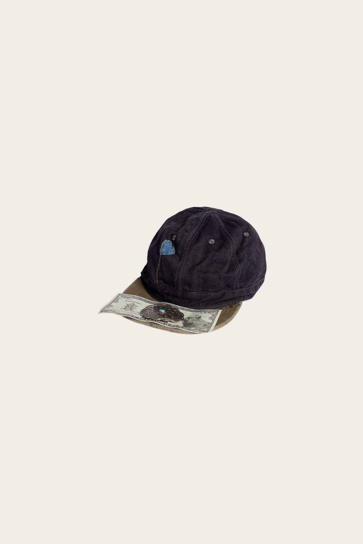 Kapital - Chino BRIMFIELD Cap (ONE LOVE) - Black/Khaki - Canoe Club