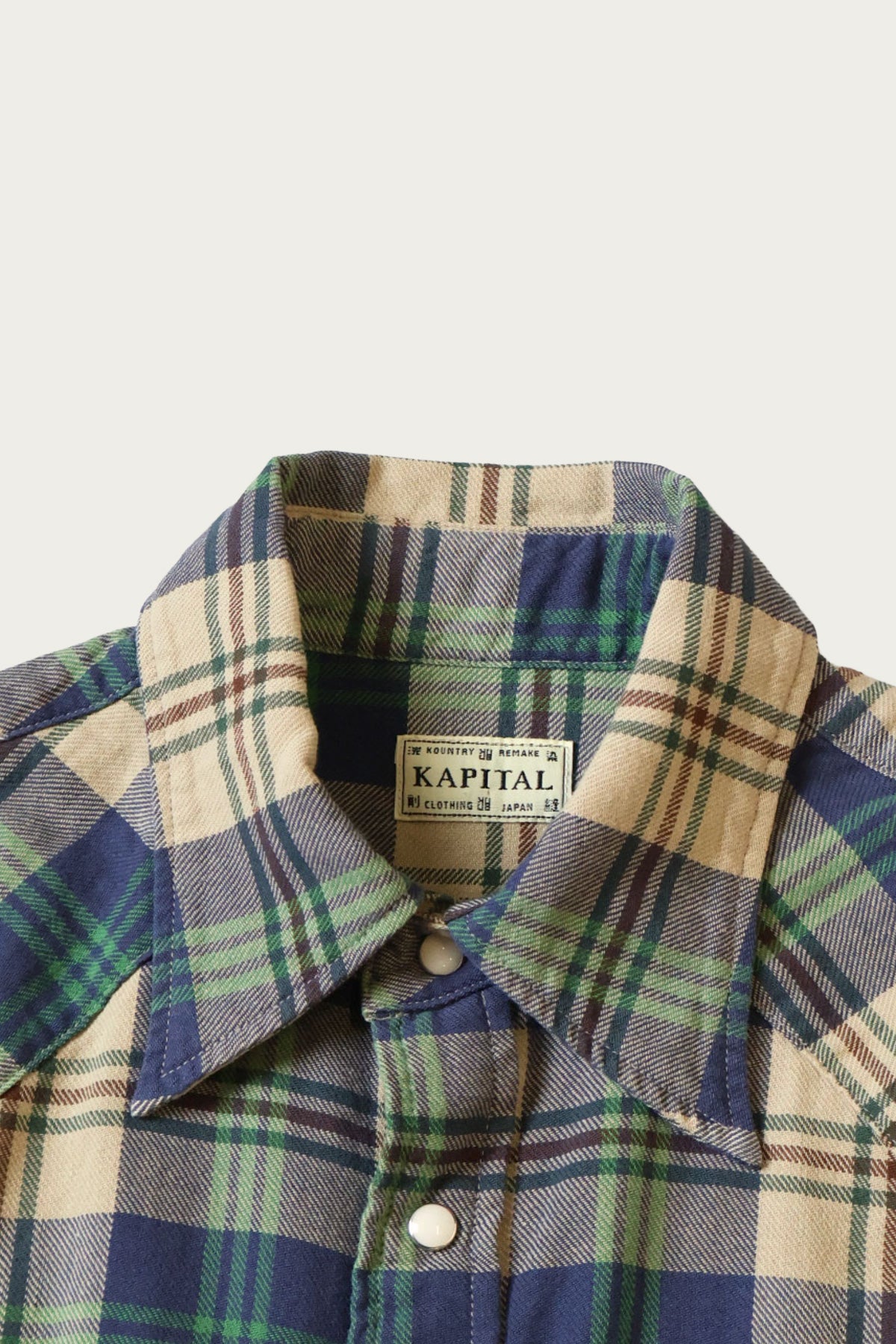 Kapital - Columbia-Check HUSKY Western Shirt - Green - Canoe Club