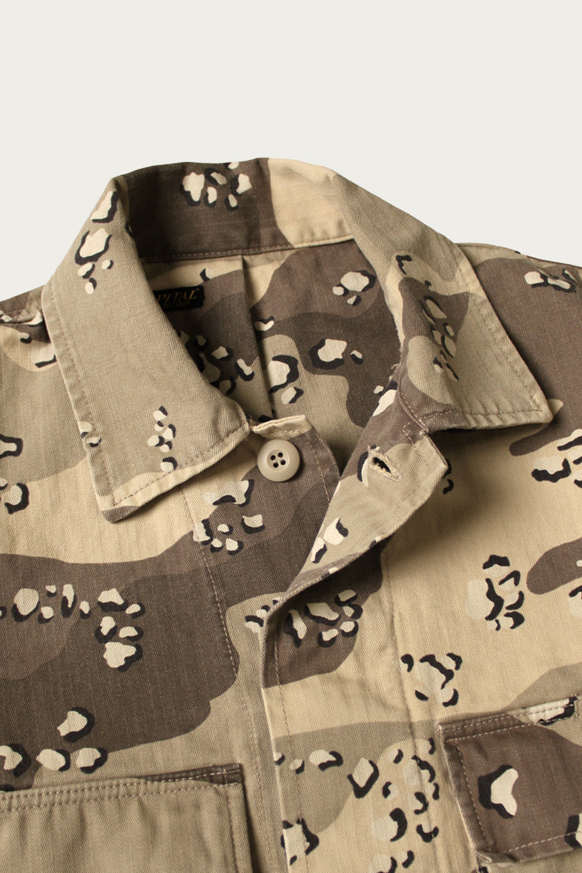 Kapital - Cotton Herringbone CHOCO-CHIP Camo ARMY JKT - Beige - Canoe Club