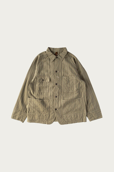 Kapital Cotton Linen GIBSON Stripe CACTUS Coverall | Light Green