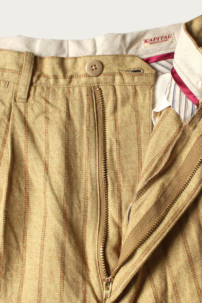 Kapital - Cotton Linen GIBSON Stripe IVY Short Pants - Gold - Canoe Club