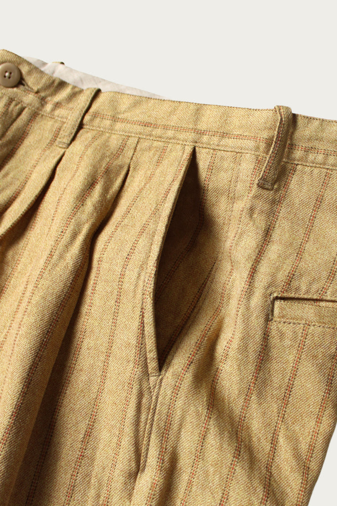 Kapital - Cotton Linen GIBSON Stripe IVY Short Pants - Gold - Canoe Club