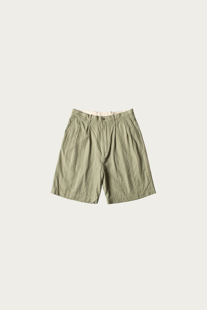Kapital - Cotton Linen GIBSON Stripe IVY Short Pants - Light Green - Canoe Club