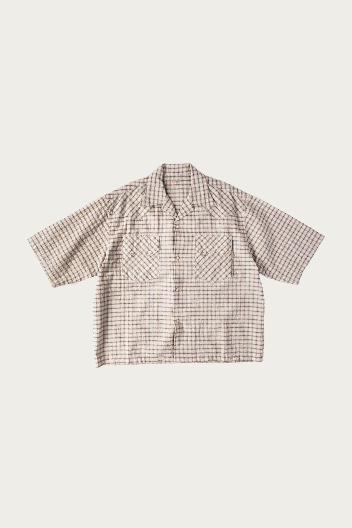 Kapital - Cotton Linen Seersucker Check Open-Collar Western BIG Shirt - Black - Canoe Club