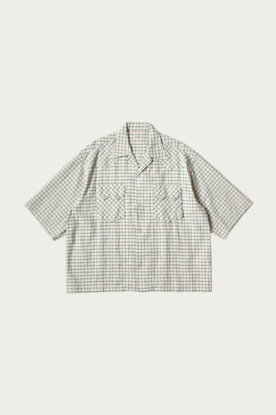 Kapital Cotton Linen Seersucker Check Open-Collar Western BIG