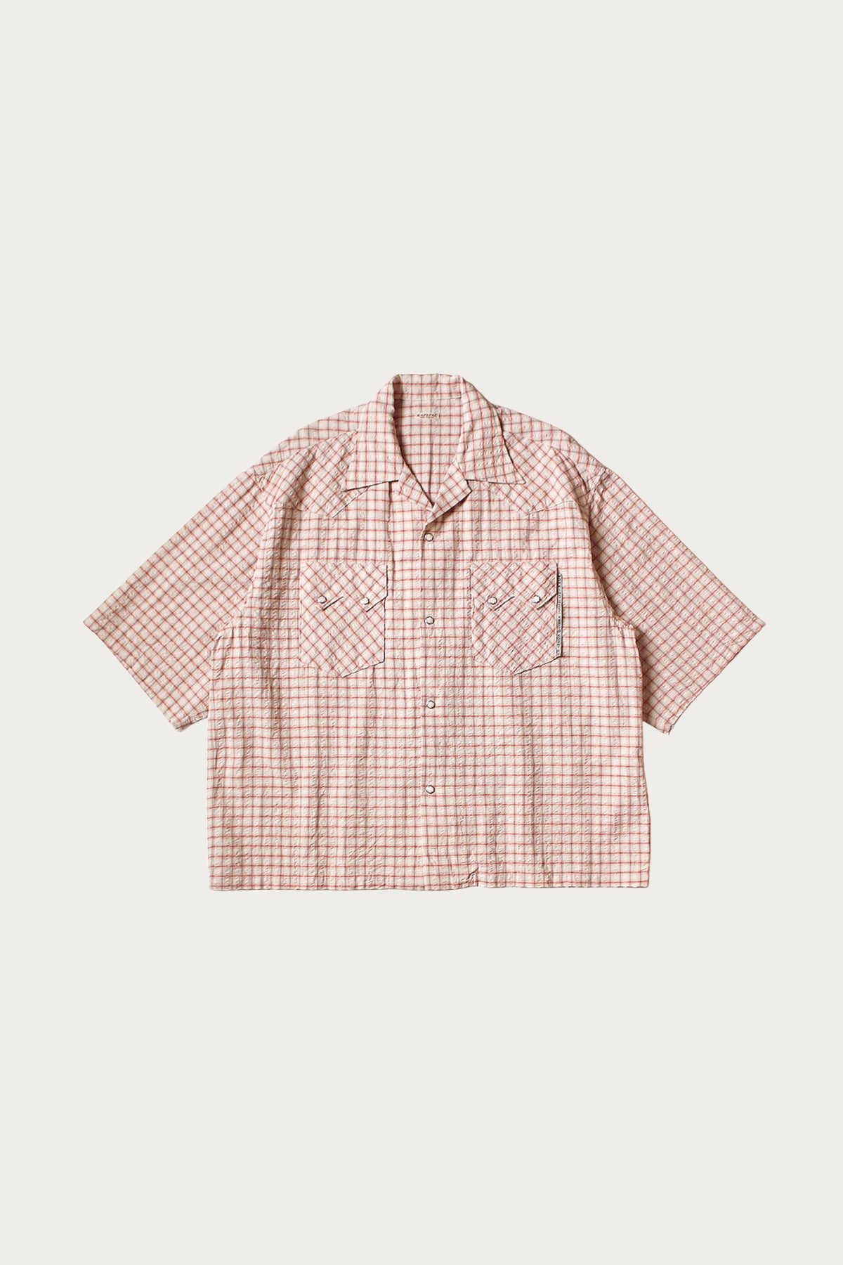 Kapital - Cotton Linen Seersucker Check Open-Collar Western BIG Shirt - Red - Canoe Club