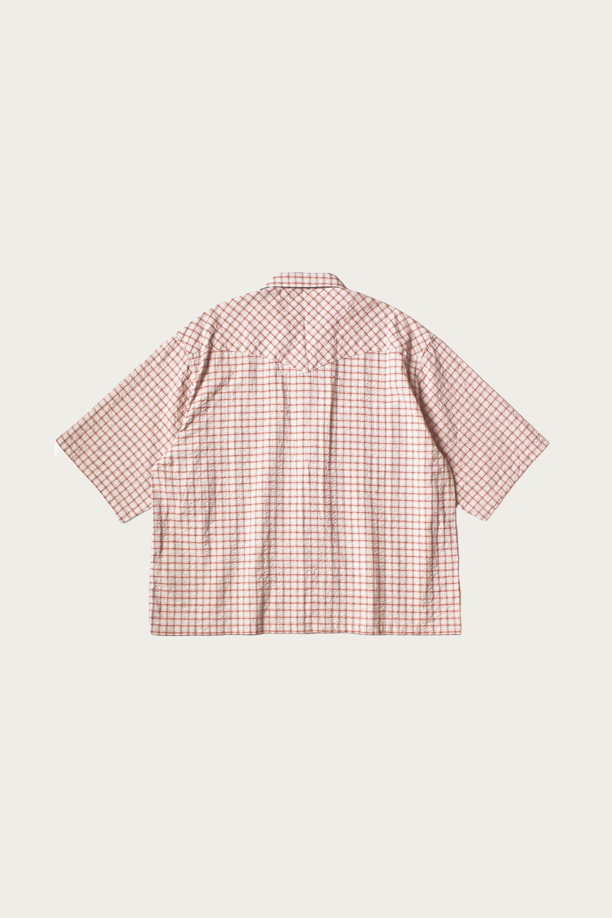Kapital - Cotton Linen Seersucker Check Open-Collar Western BIG Shirt - Red - Canoe Club