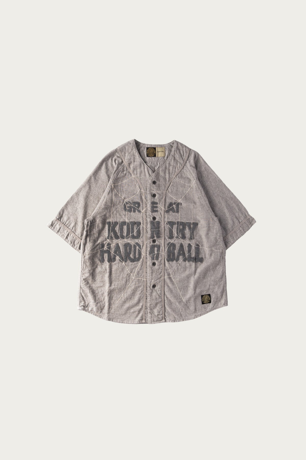 Kapital - Cotton Wool GREAT KOUNTRY Baseball Shirt (KOUNTRY DREAM CATCH Remake) - Light Grey - Canoe Club