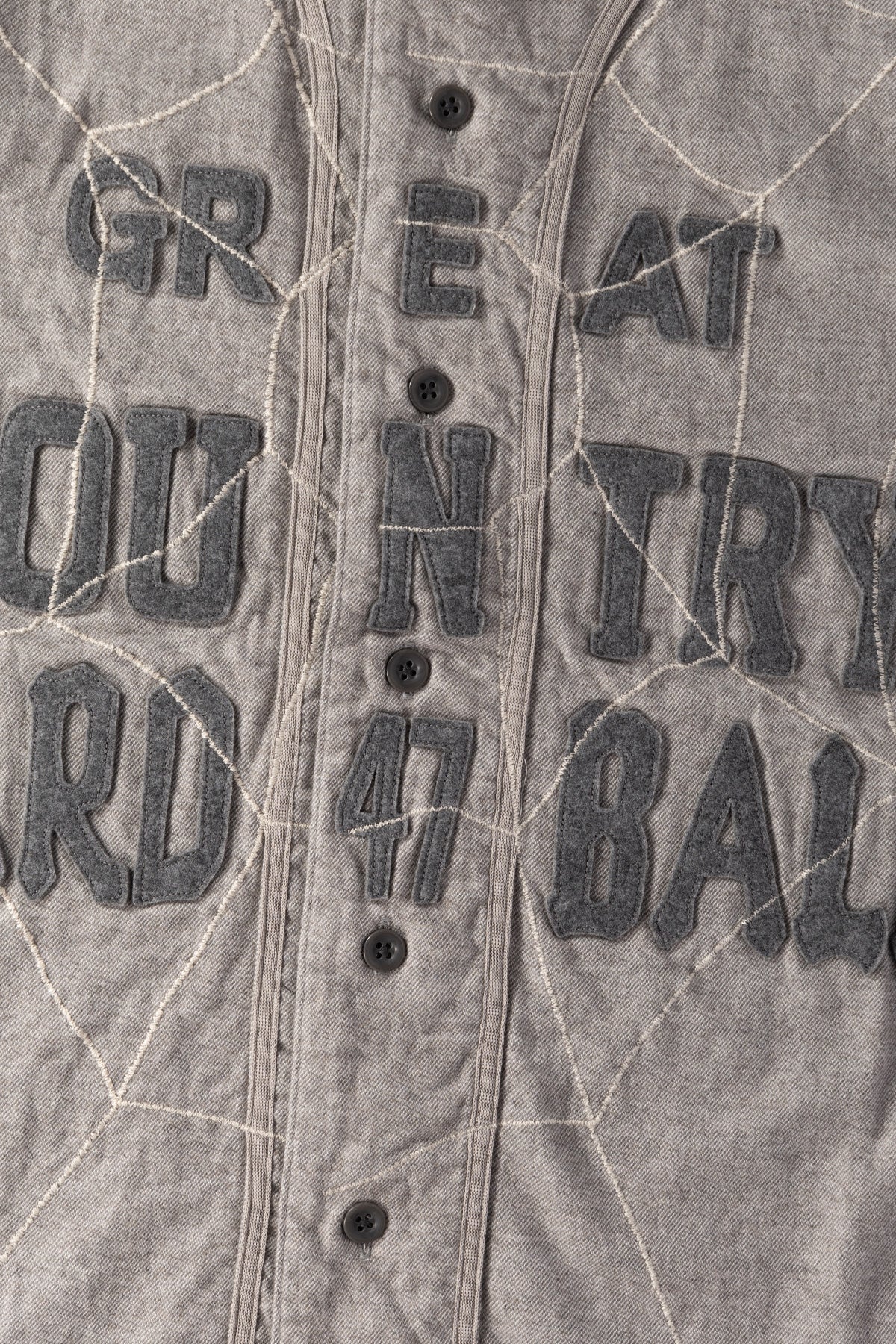 Kapital - Cotton Wool GREAT KOUNTRY Baseball Shirt (KOUNTRY DREAM CATCH Remake) - Light Grey - Canoe Club