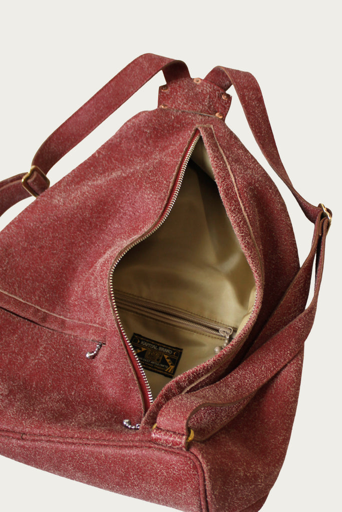 Kapital - Crack Leather HARVEY MEDICINE Rucksack - Red - Canoe Club