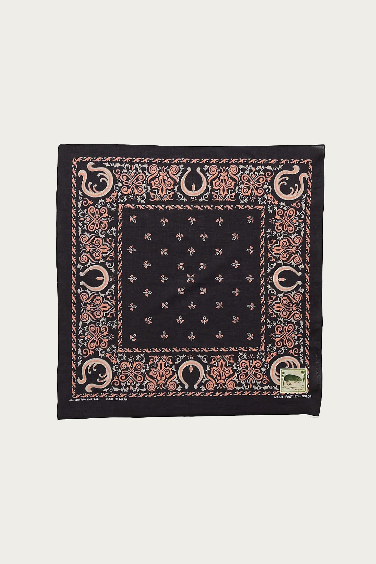 Kapital - Fastcolor Selvedge Bandanna (Antler NAJA) 20x20 - Black - Canoe Club