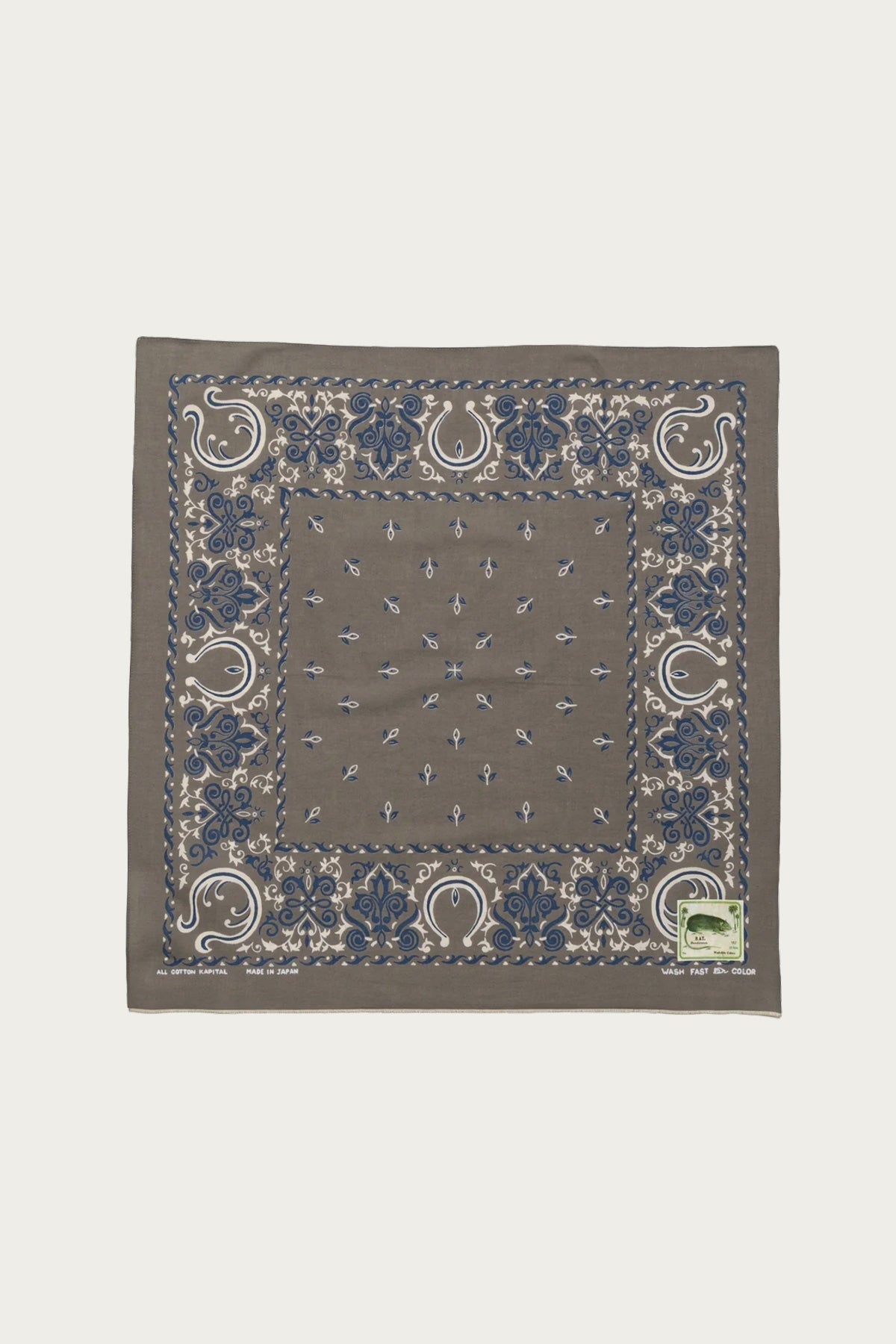 Kapital - Fastcolor Selvedge Bandanna (Antler NAJA) 20x20 - Khaki - Canoe Club