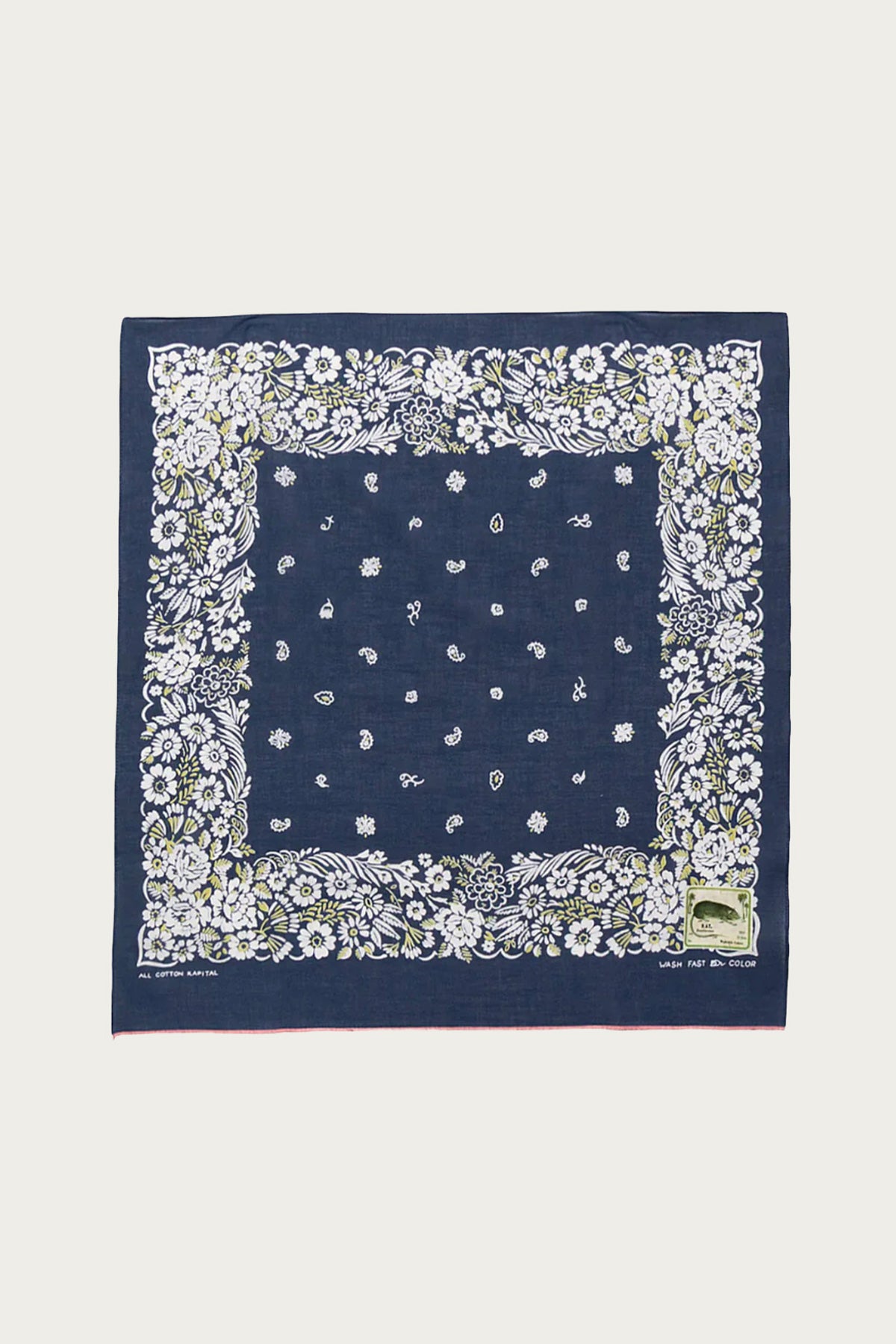 Kapital - Fastcolor Selvedge Bandanna (CHURCHILL GARDEN) 30x30 - Navy - Canoe Club