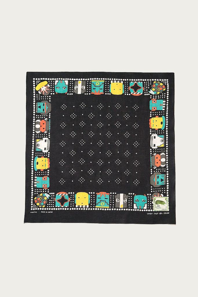 Kapital - Fastcolor Selvedge Bandana (KACHINA) - Black - Canoe Club