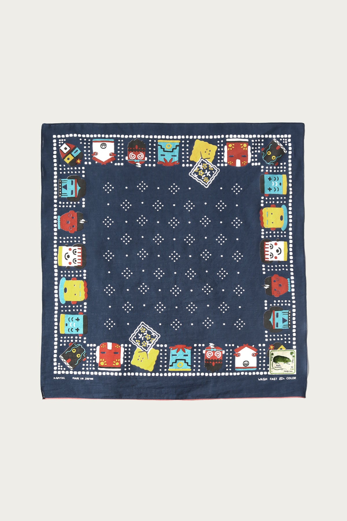 Kapital - Fastcolor Selvedge Bandana (KACHINA) - Navy - Canoe Club