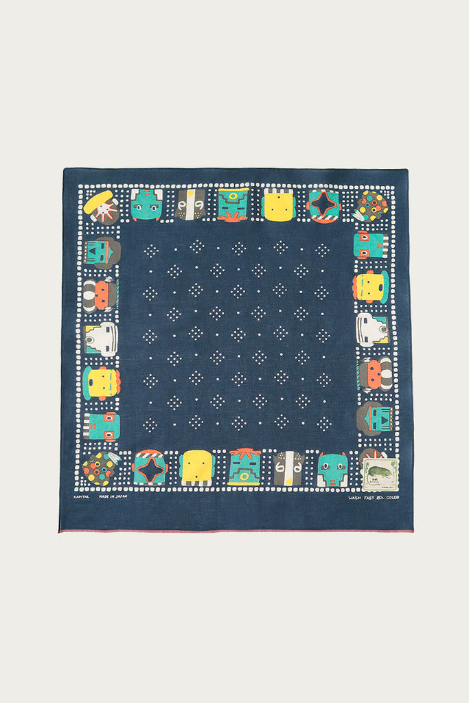 Kapital - Fastcolor Selvedge Bandana (KACHINA) - Navy - Canoe Club