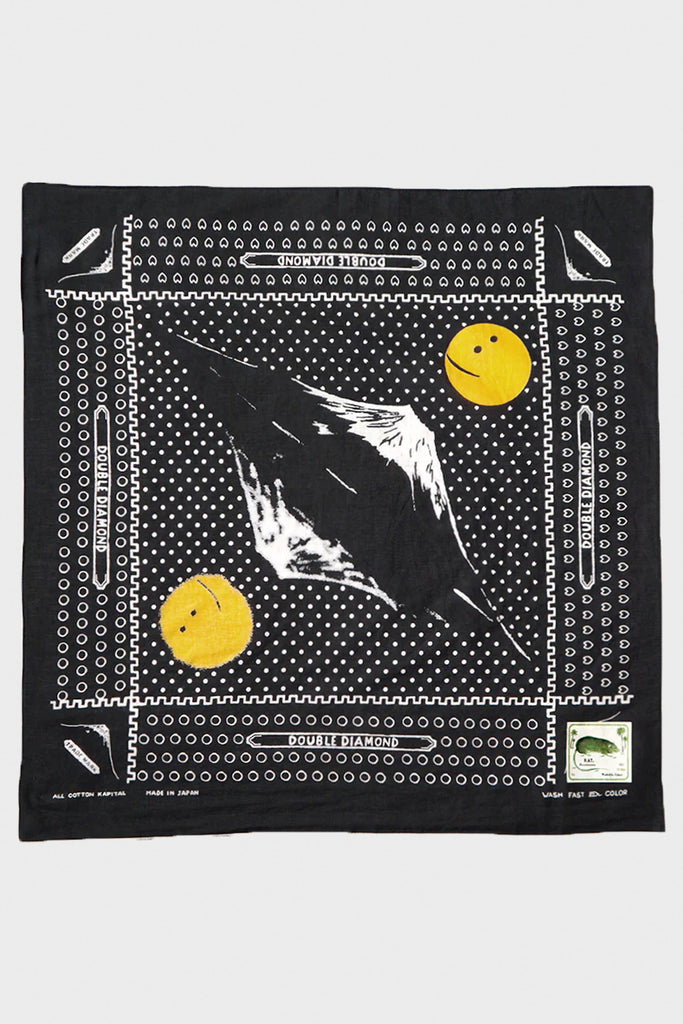 Kapital - Fastcolor Selvedge Bandanna (Mirrored Fuji PROFILE RAINBOWY) - Black - Canoe Club