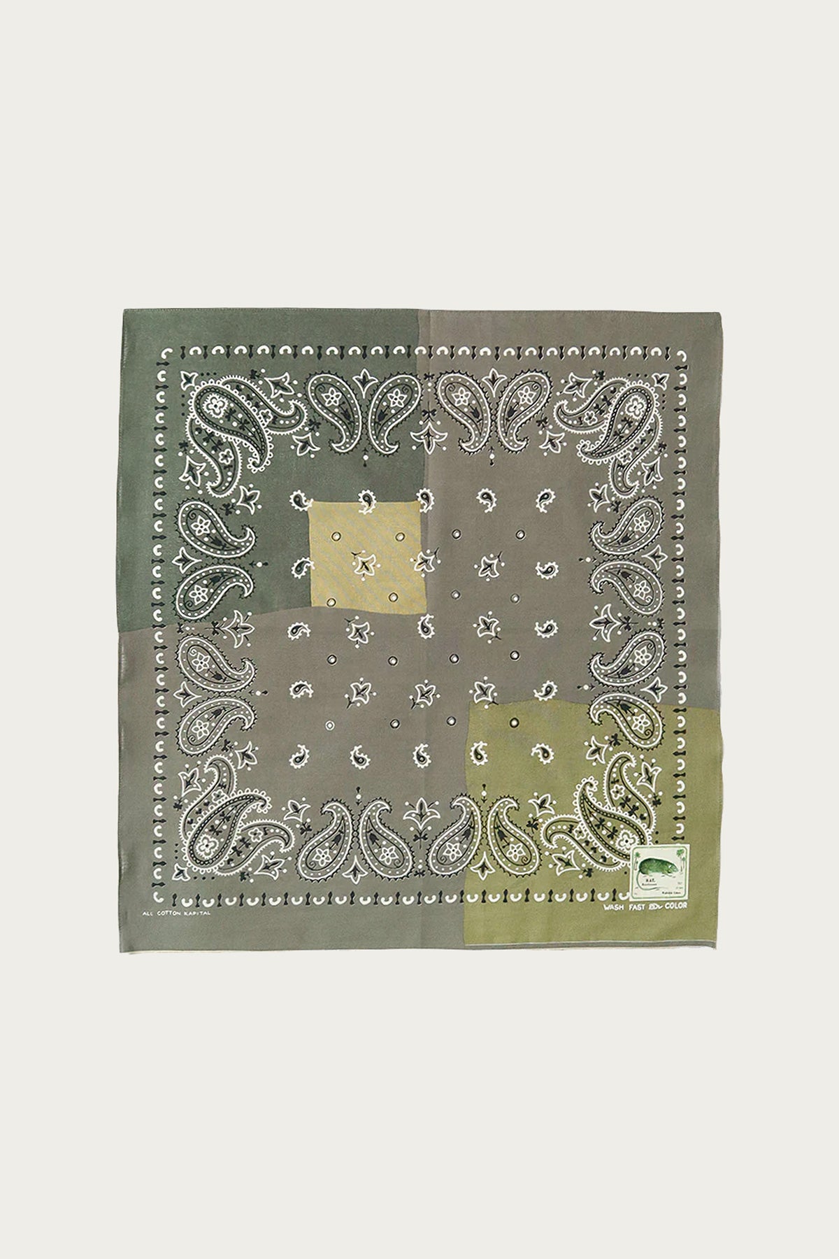 Kapital - Fastcolor Selvedge Bandanna (PaisleyPatchwork) - Khaki/Brown - Canoe Club