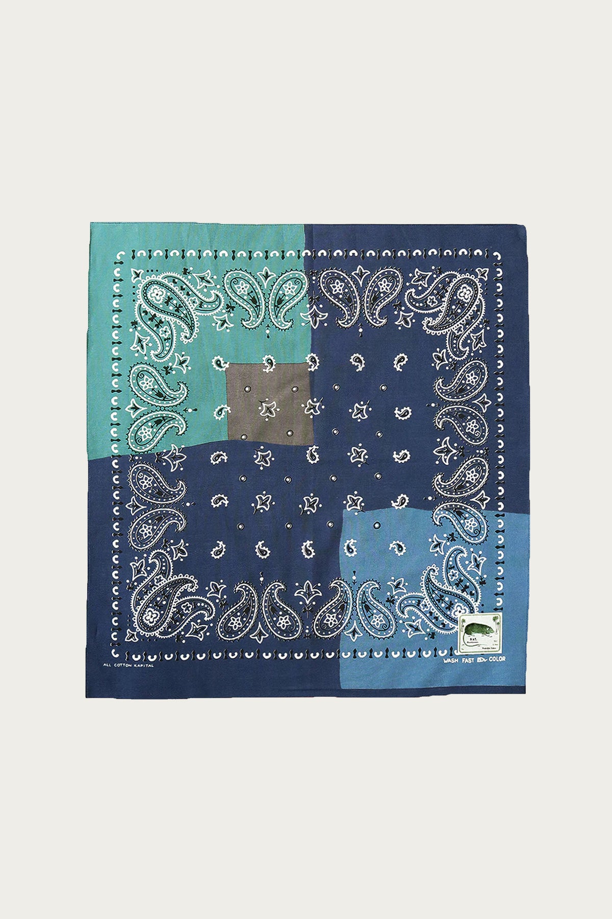 Kapital - Fastcolor Selvedge Bandana (GARDEN Patchwork) - Navy - Canoe Club