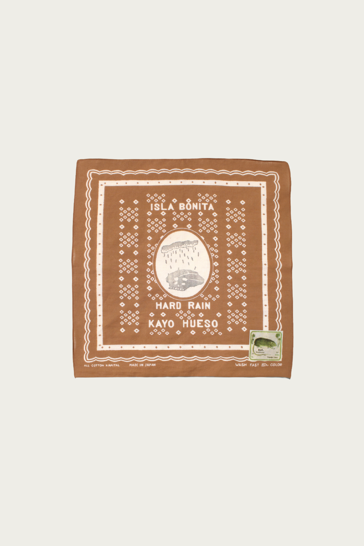 Kapital - Fastcolor Selvedge Bandanna (POLKA DOTS HARD RAIN) 15x15 - Brown - Canoe Club