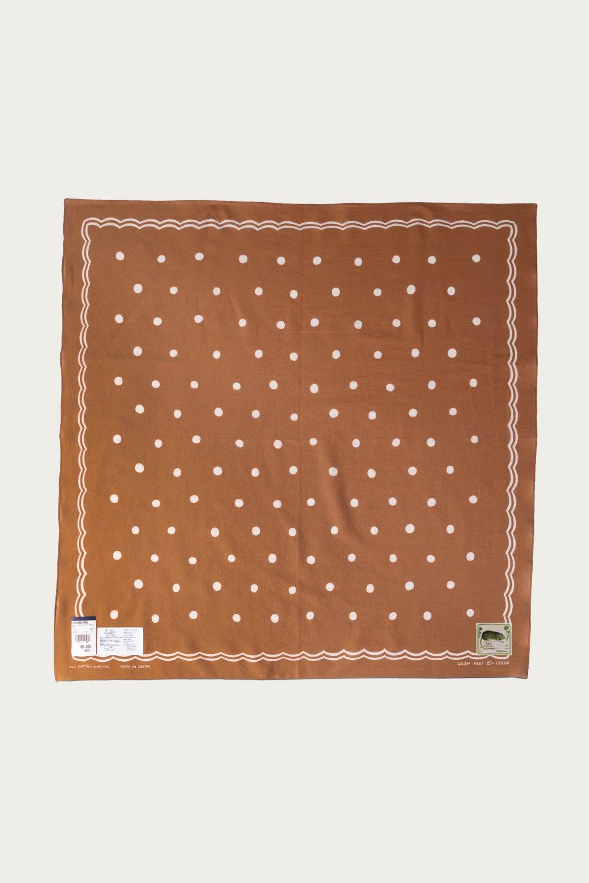 Kapital - Fastcolor Selvedge Bandanna (POLKA DOTS) 30x30 - Brown - Canoe Club