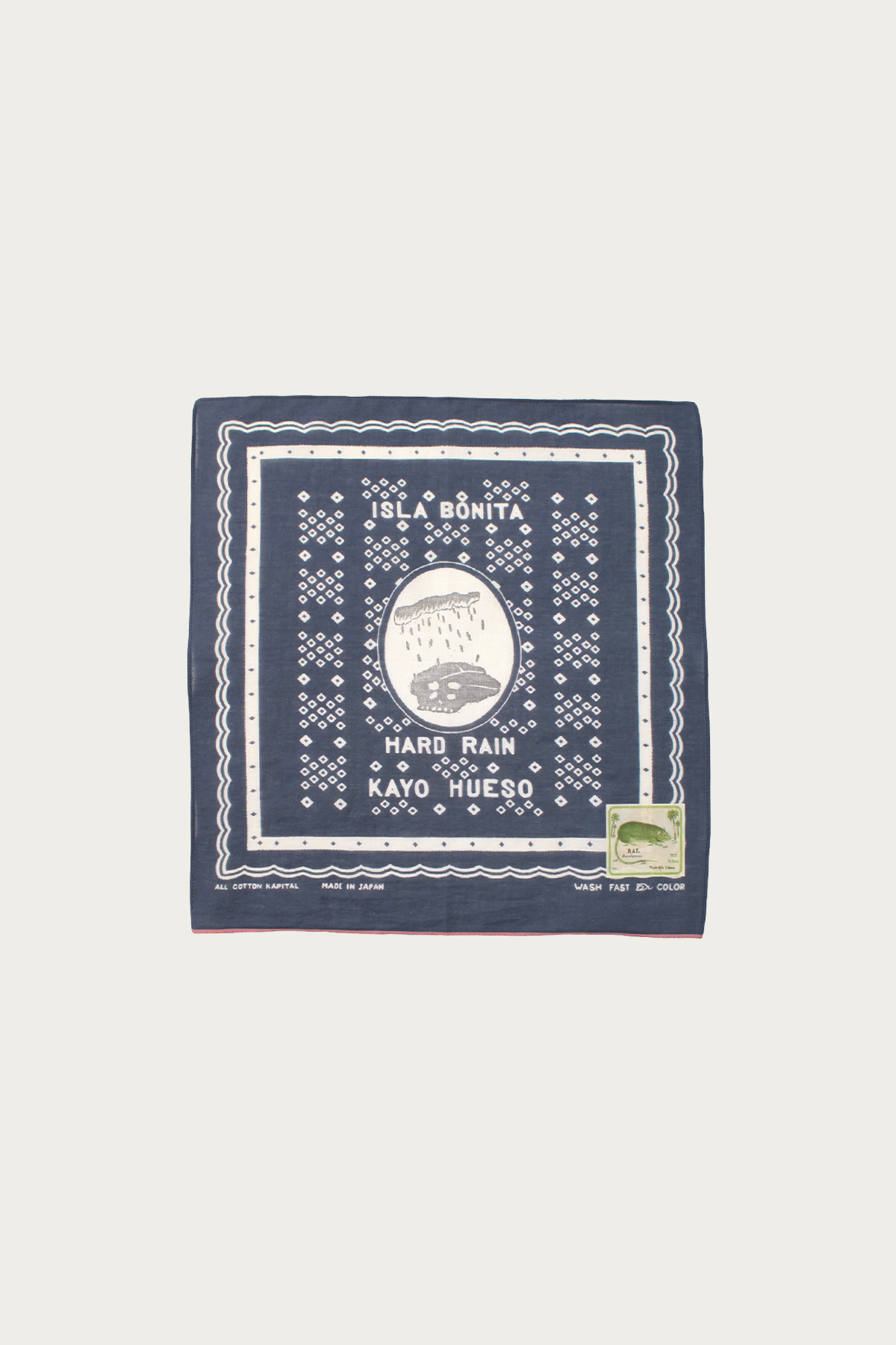 Kapital - Fastcolor Selvedge Bandanna (POLKA DOTS HARD RAIN) 15x15 - Navy - Canoe Club