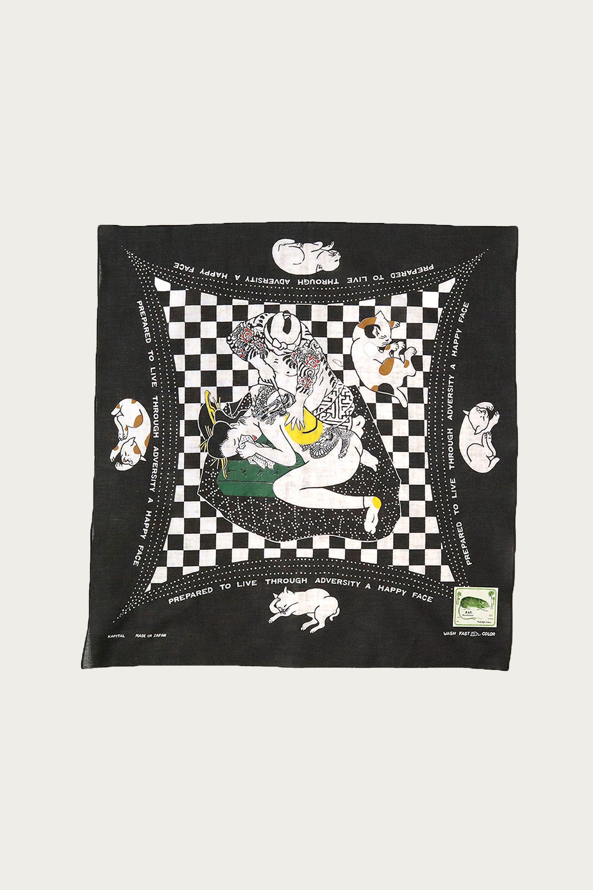Kapital - Fastcolor Selvedge Bandana (RAINBOWY NO WOMAN NO CRY) - Black - Canoe Club