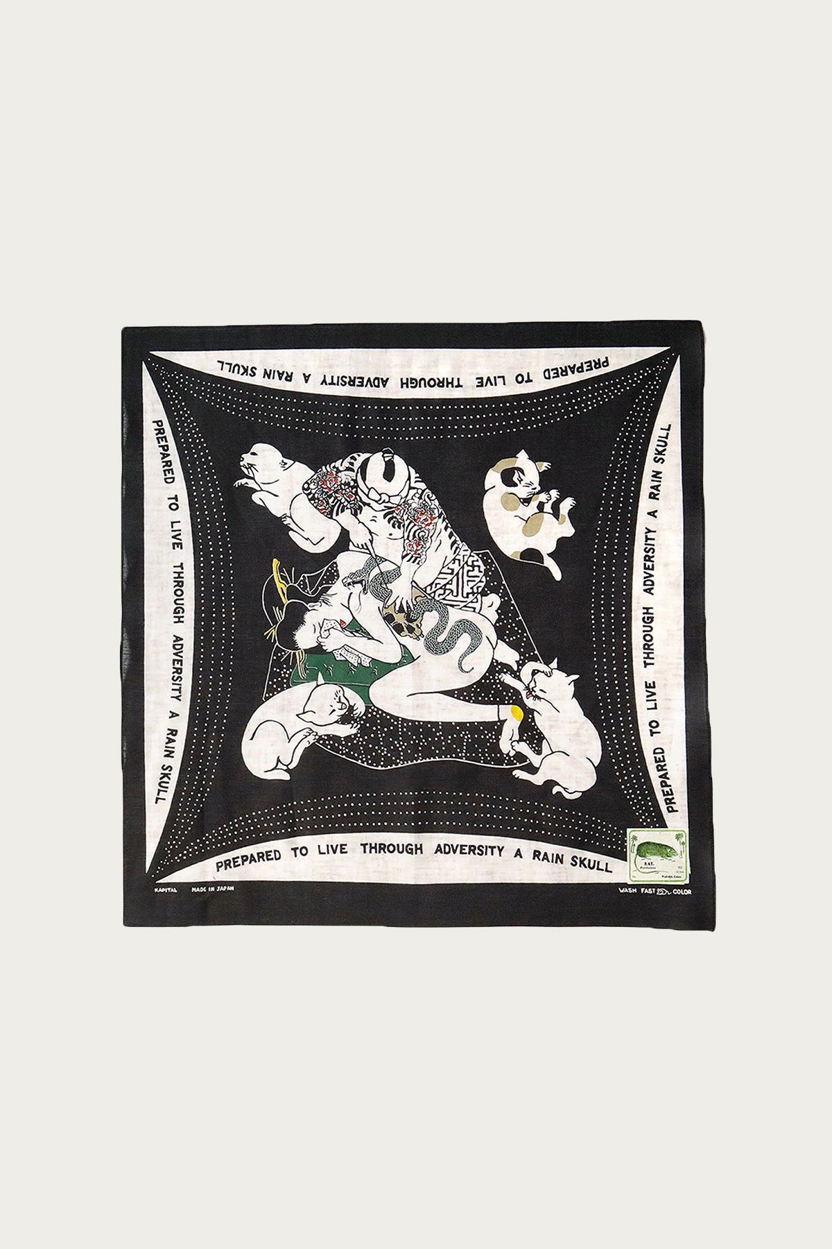 Kapital - Fastcolor Selvedge Bandana (RAINSKULL NO WOMAN NO CRY) - Black - Canoe Club