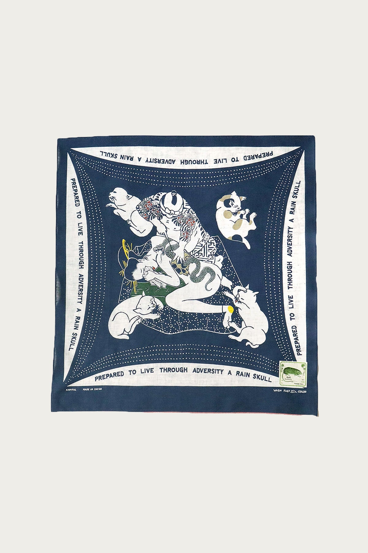 Kapital - Fastcolor Selvedge Bandana (RAINSKULL NO WOMAN NO CRY) - Navy - Canoe Club