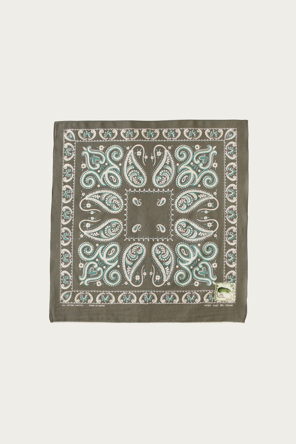 Kapital - Fastcolor Selvedge Bandanna (SAMBO Paisely) 15x15 - Khaki - Canoe Club