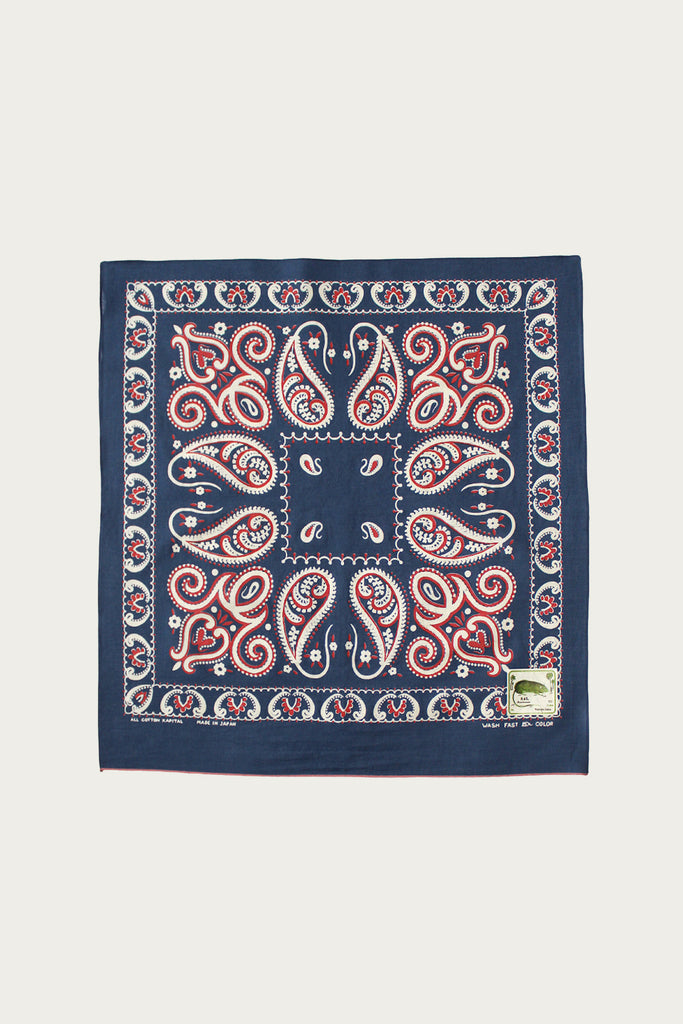 Kapital - Fastcolor Selvedge Bandanna (SAMBO Paisely) 20x20 - Navy - Canoe Club