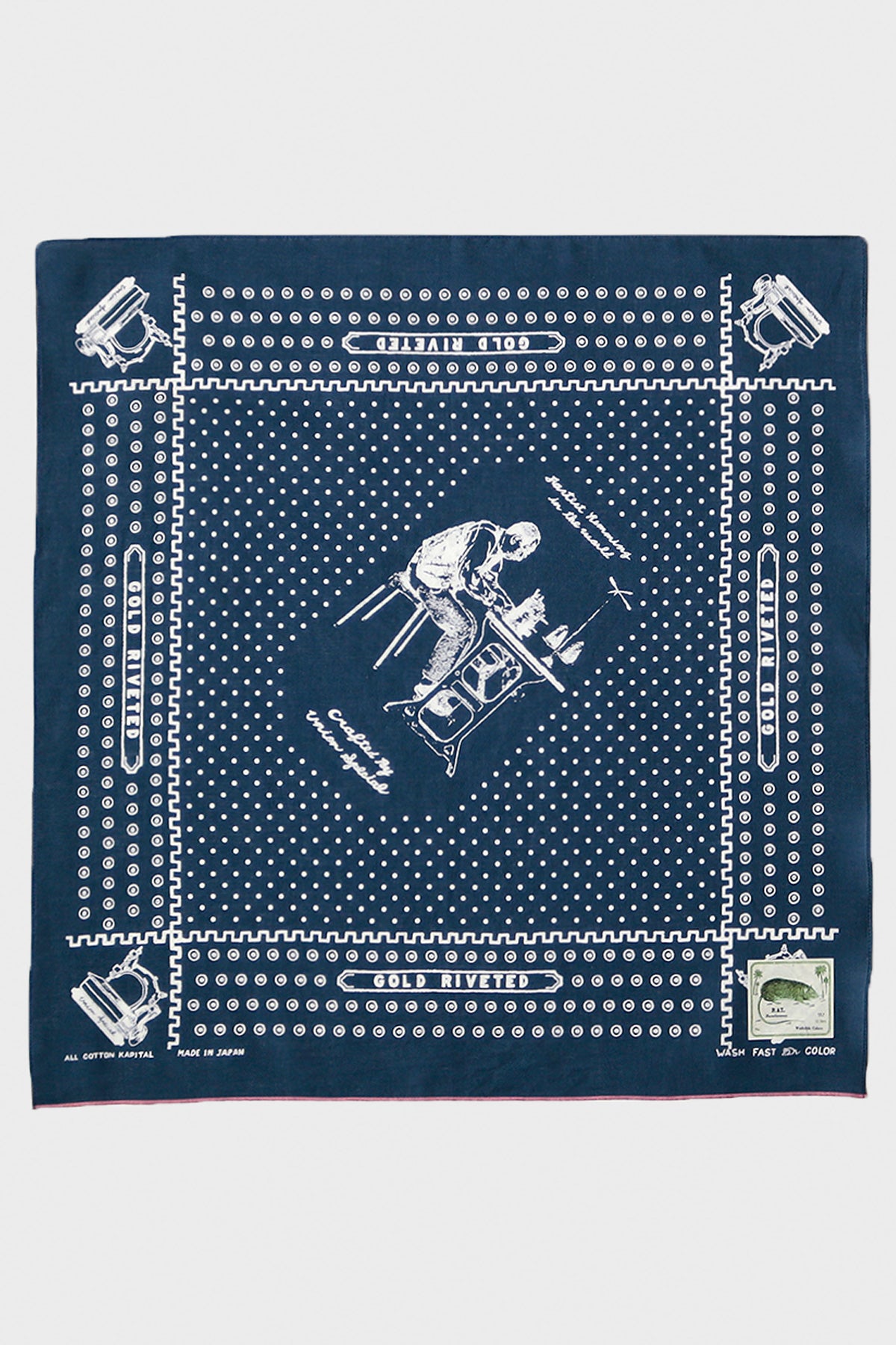 Kapital - Fastcolor Selvedge Bandana (UNION MASTER) - Navy - Canoe Club