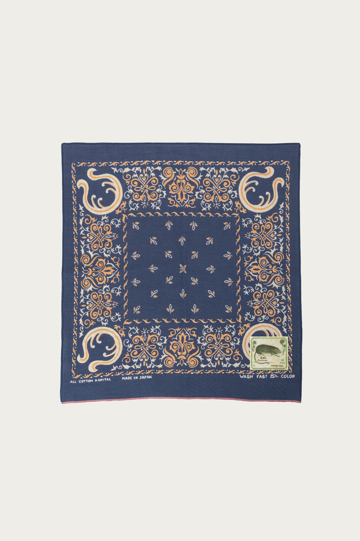 Kapital - Fastcolor Selvedge Bandanna (Antler NAJA) 15x15 - Navy - Canoe Club
