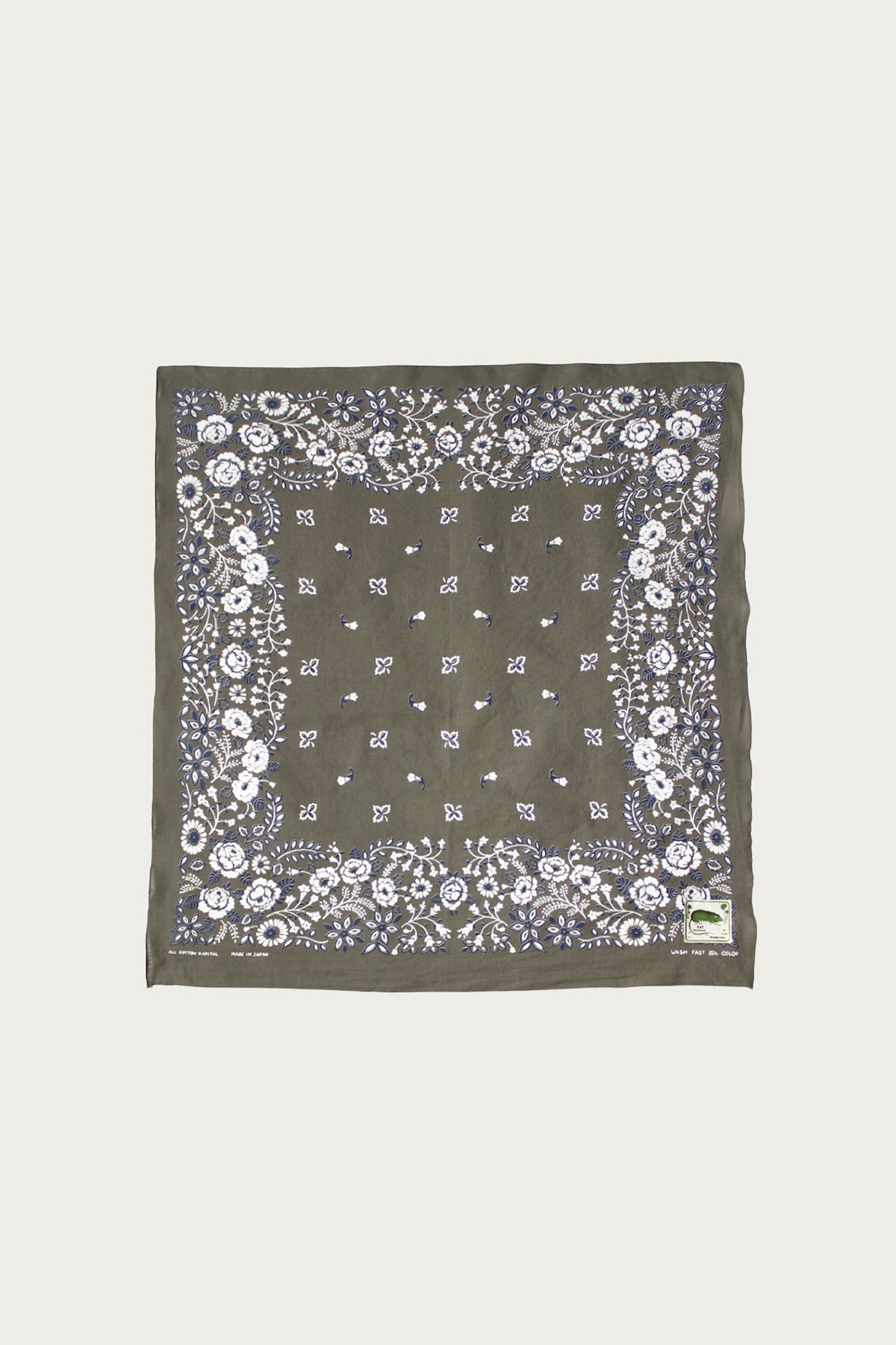Kapital - Fastcolor Selvedge Bandanna (CHURCHILL GARDEN) 15x15 - Khaki - Canoe Club