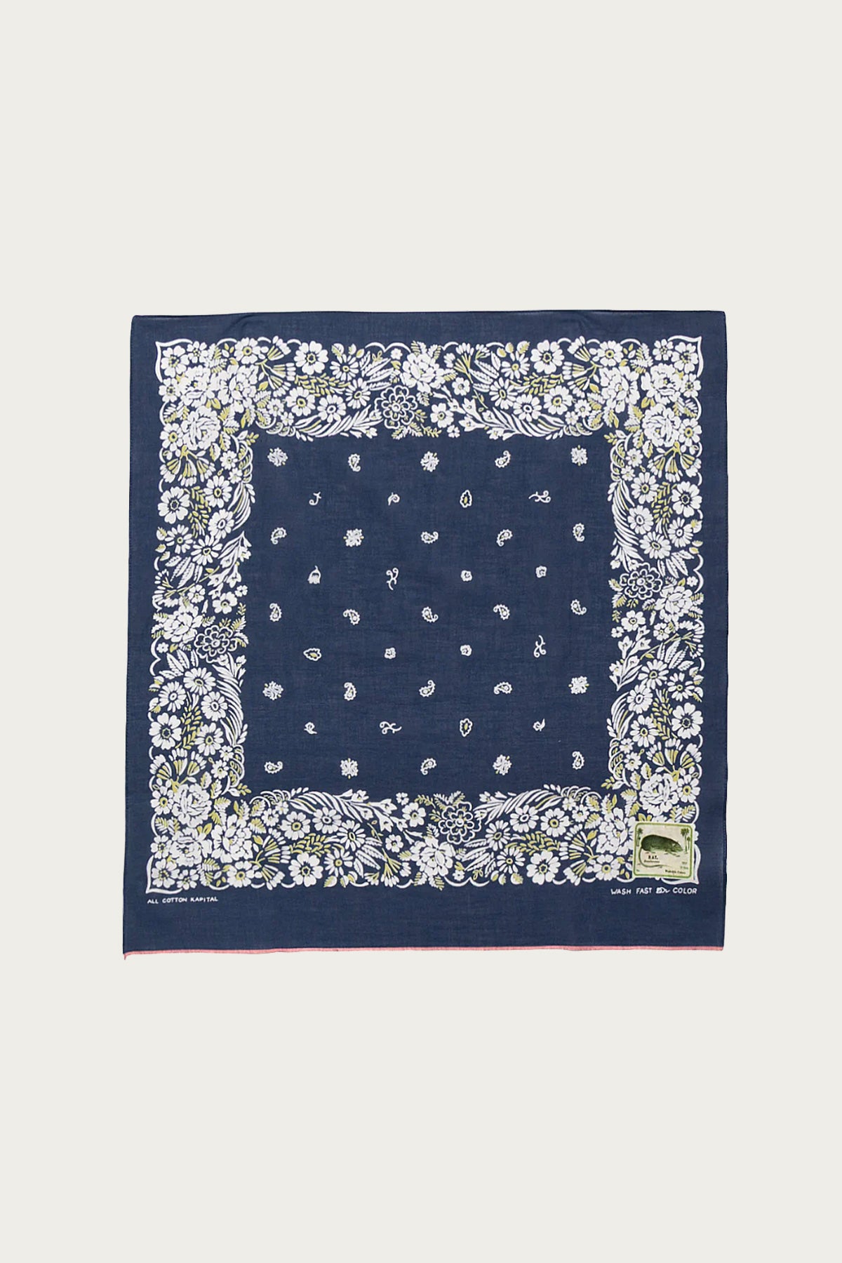 Kapital - Fastcolor Selvedge Bandanna (CHURCHILL GARDEN) 20x20 - Navy - Canoe Club