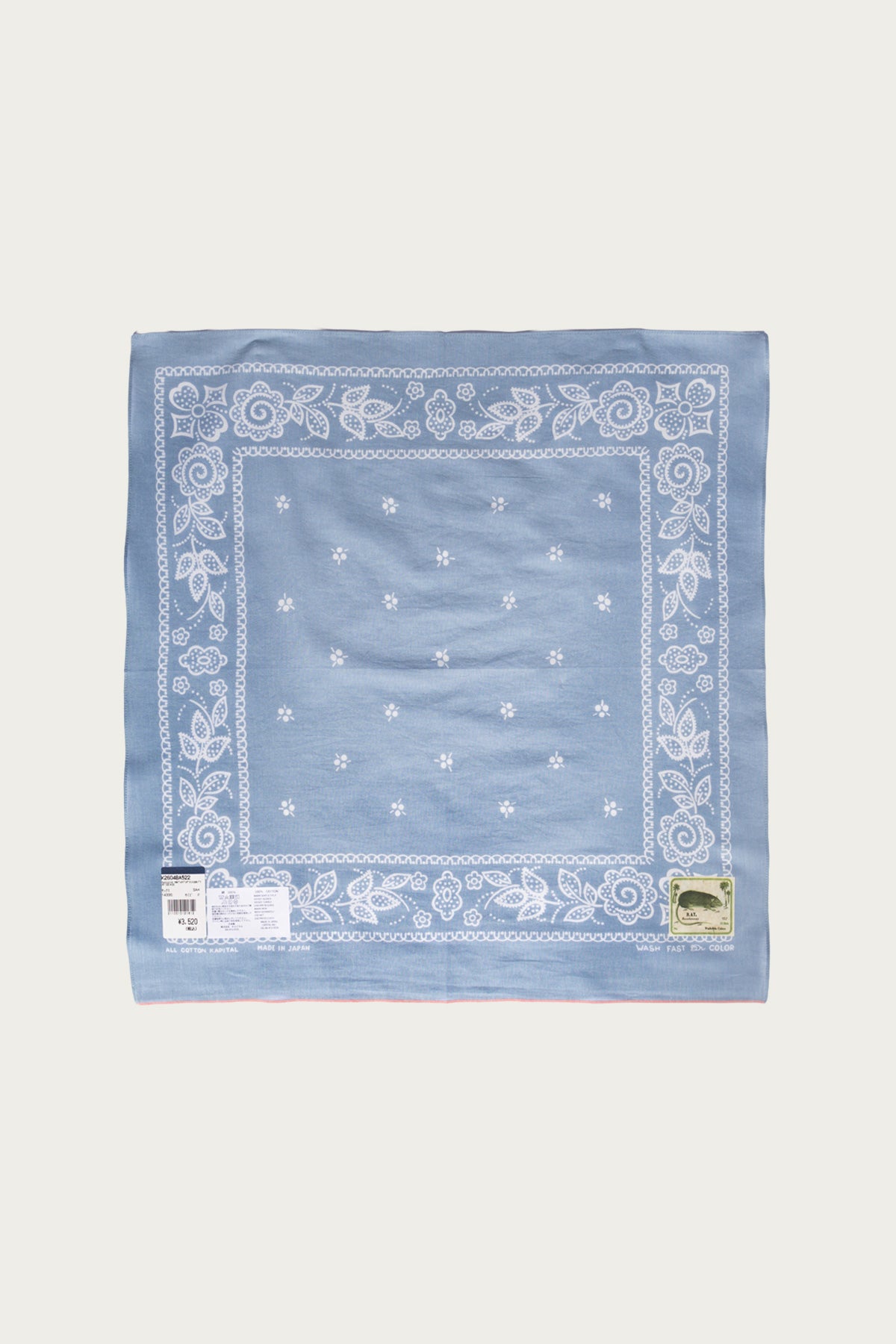 Kapital - Fastcolor Selvedge Bandanna (ESCARGOT FLOWER) 20x20 - Sax - Canoe Club