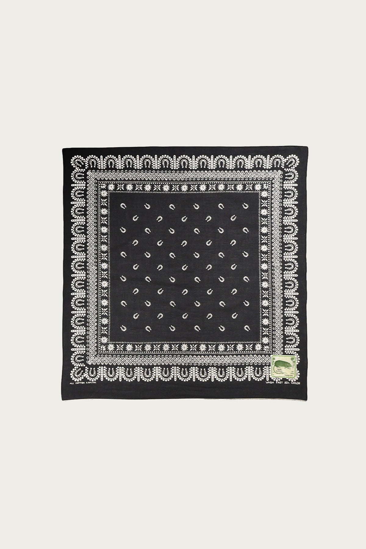 Kapital - Fastcolor Selvedge Bandanna (HORSE SHOE) - Black - Canoe Club