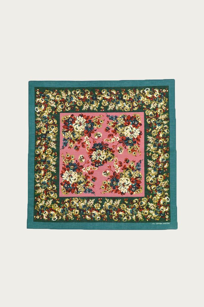 Kapital - Fastcolor Selvedge Bandanna (NADESHIKO-Champetre) - Turquoise - Canoe Club