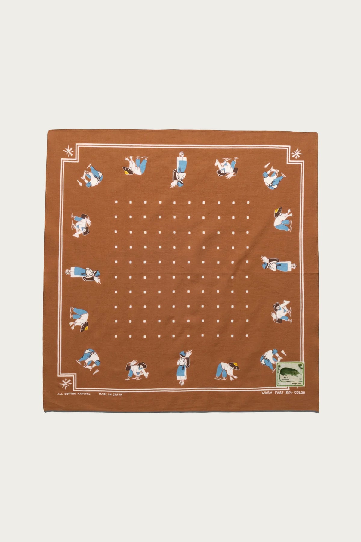Kapital - Fastcolor Selvedge Bandanna (RICE SEEDING) 20x20 - Brown - Canoe Club