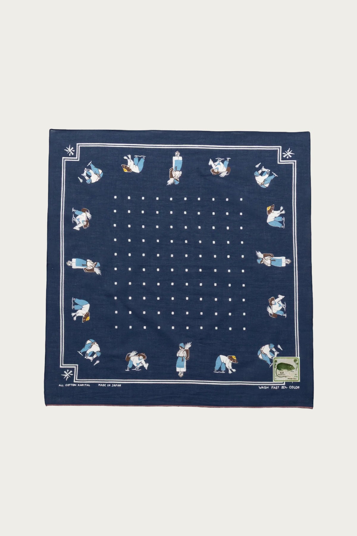 Kapital - Fastcolor Selvedge Bandanna (RICE SEEDING) 20x20 - Navy - Canoe Club