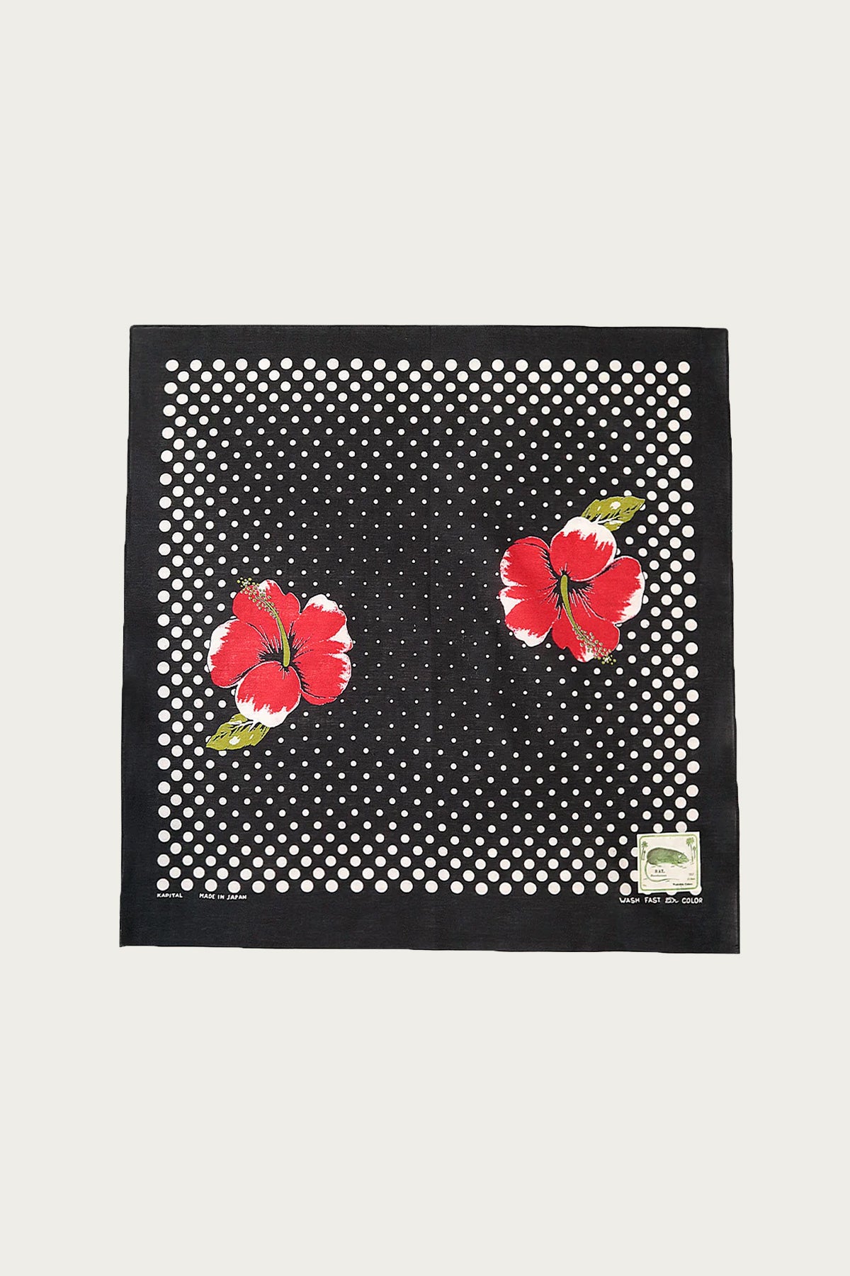 Kapital - Fastcolor Selvedge Bandana (Coco Hibiscus) - Black - Canoe Club